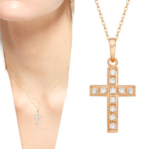 [제메이스] 14K 심플 크로스 목걸이