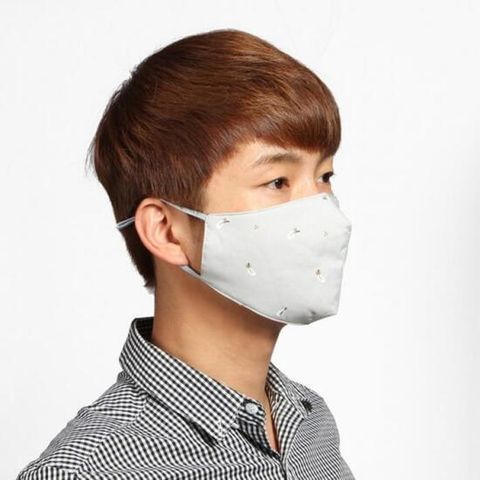 도톰한 깃털패턴 3겹필터 면마스크 그레이/블랙/핑크