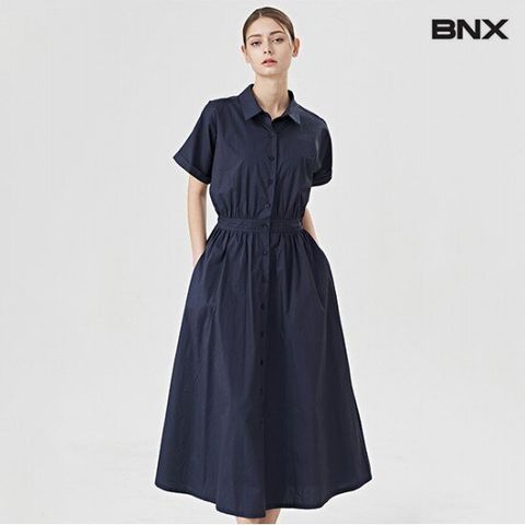 [BNX]소매 롤업카라 롱원피스 (BV2OP030L0)