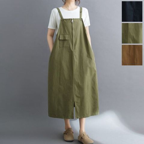 [키첼] 러넷 멜빵 원피스