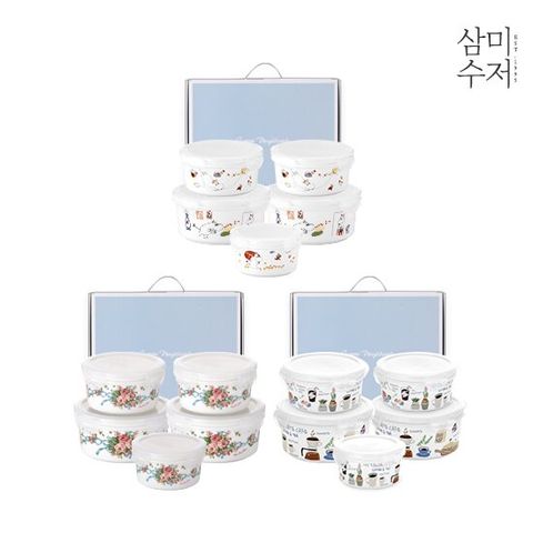 [삼미수저] 예쁘고 싱싱한 음식보관 도자기 찬통세트 5Px2세트