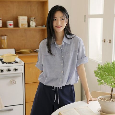 [저스트원] 윈디 스트링 7부롤업 셔츠