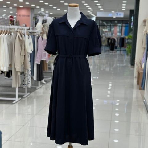 [숲]테일러드 카라 반팔 A라인 원피스/OA50PT9NV
