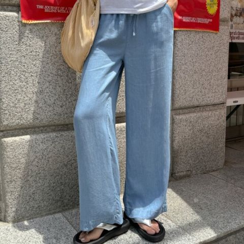 [메이블루] 텐셀 와이드 밴딩팬츠