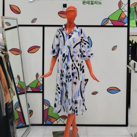 몬테밀라노 DP01 빅프린트 셔츠형 원피스 MK406O1523