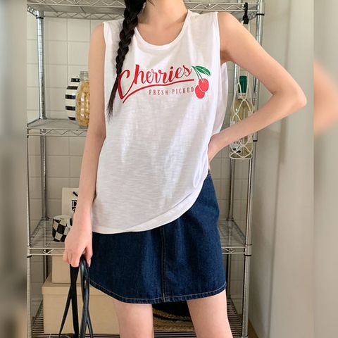 [이쁘다] 체리쉬 박시핏 민소매 티셔츠