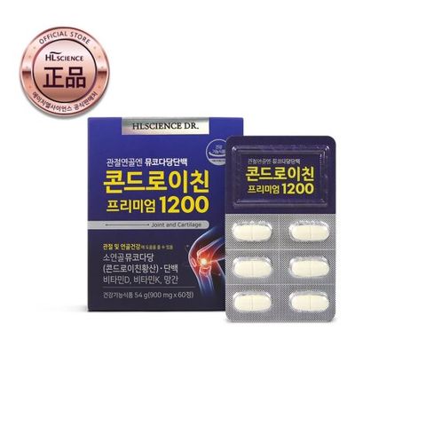 관절연골엔 뮤코다당단백 콘드로이친 프리미엄1200 1박스 (1개월분) 비타민D 비타민K 망간