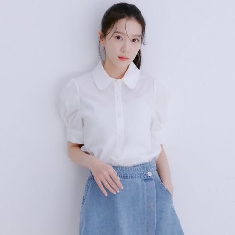 [ 롯데백화점 ][로엠]셔츠형 반팔 블라우스_RMBLE24R11
