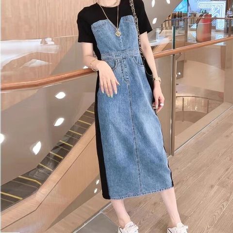 [아리엘스타일]캐주얼룩 데일리룩 미들렛데님원피스