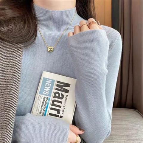 봄겨울 여성 소라색 연파랑 기본 심플 터틀넥니트