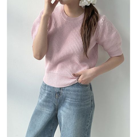 [MADE] 아방 소매 포인트 플랫퍼프 니트 (4color)