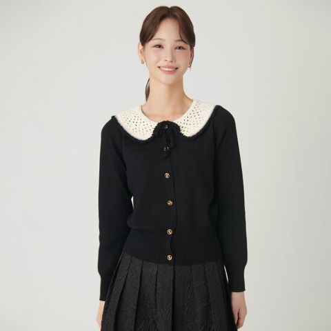 [SATIN] 카라 포인트 니트 가디건 O244T914