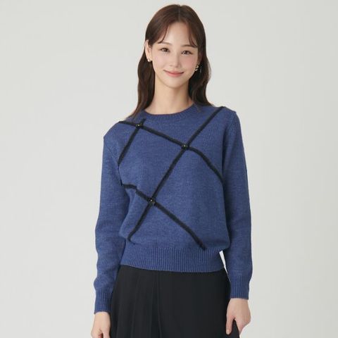 [SATIN] 리본 레이스 니트 O244T922