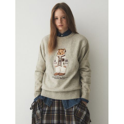 [ 롯데백화점 ][후아유]남녀공용 Steve Premium Jacquard Sweater WHKAE4T11U