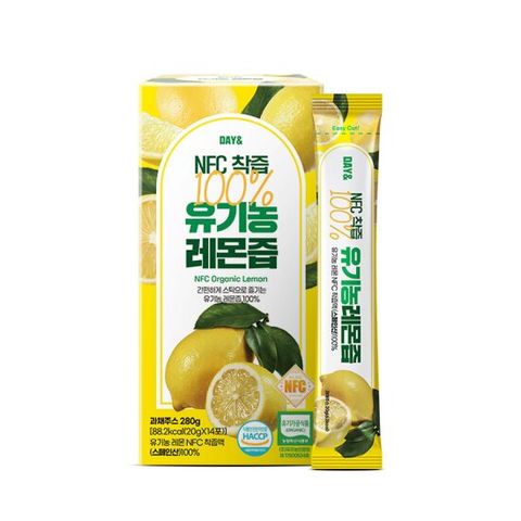 데이앤 NFC착즙 100% 유기농레몬즙 14포 1박스(3박스 구매시 + 1박스 증정)