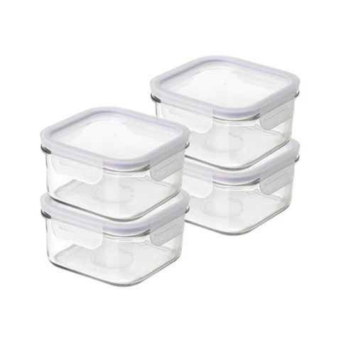 글라스락 클린캡 정사각 490ml(라벤더) 4조세트