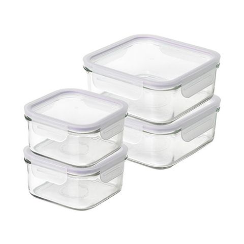 글라스락 클린캡 정사각 라벤더 혼합 4조세트