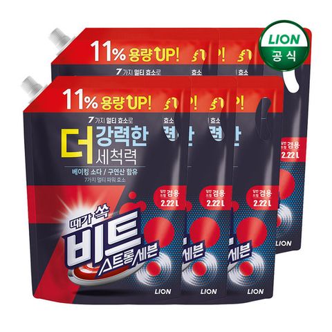 비트 액체 세탁세제 스트롱세븐 2.22L 리필 겸용 x 6개