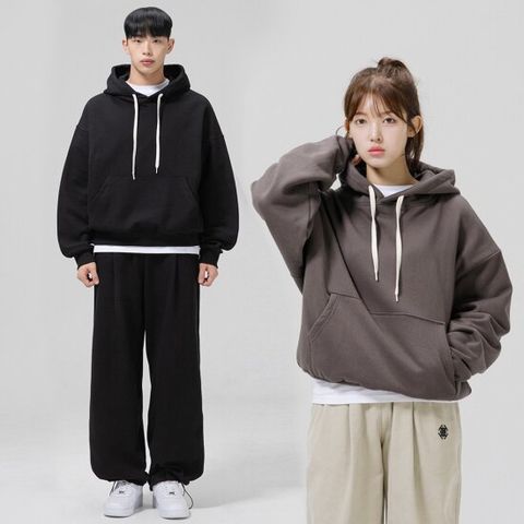 [ 헤비기모 ] 그랜피니 남여공용 오버핏 무지 스웻 후드티셔츠