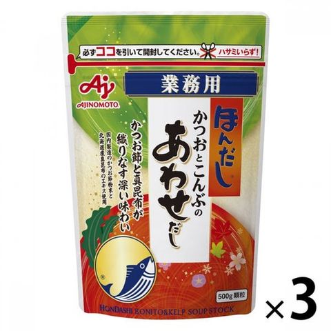 혼다 카츠오와 다시마, 500g 봉지, 1 세트 (1 팩 x 3), 아지노모토, 대용량, 전문가용