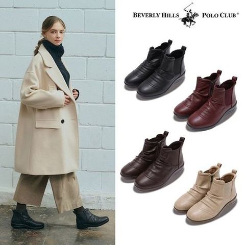 [비버리힐스폴로클럽]24FW 최신상 셔링 앵클 기모 부츠