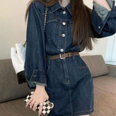 캐주얼원피스 캐주얼 미니 내추럴한 데님 원피스 스커트 사계절