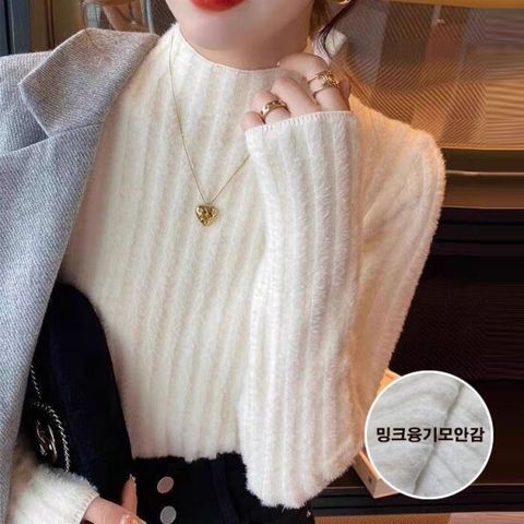 [하젤] 밍크융기모 앙고라 반목 골지 니트_W3648