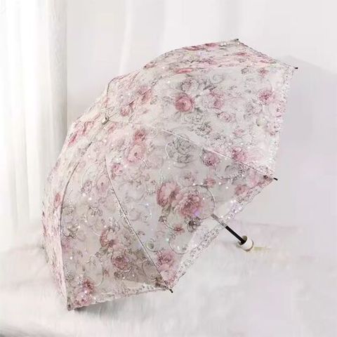 꽃무늬 로즈자수 햇빛 암막 자외선차단 양산 웨딩소품