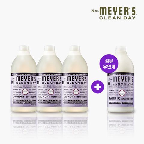 미세스마이어스 세탁세제 라벤더향 1L x 3개 + 섬유유연제 1L