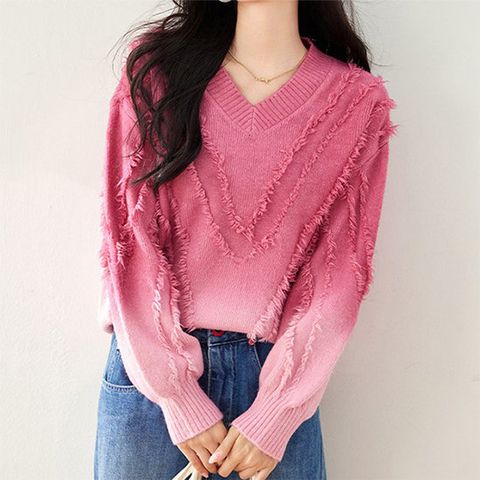 [아리엘스타일]빈티지 그라데이션 브이넥니트 아뷰엘니트