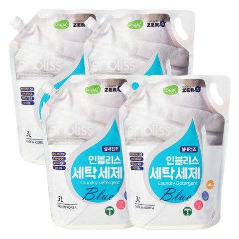 초가성비 인블리스 블루 베이킹소다 실내건조 세탁세제 3Lx4개