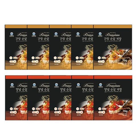 셰프의손맛 최인선셰프 순살게장 70g 2종 총10팩, 간장5팩 양념5팩