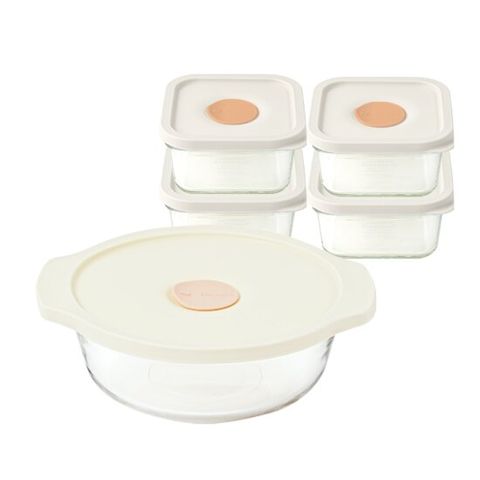 글라스락 렌지쿡 햇밥용기 정사각형 440mL 4조+볶음밥덮밥용(코지밀크)