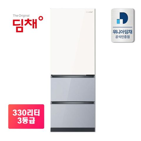 [위니아 인증점] 딤채 330L 스탠드 김치냉장고 VDT33JEPISNT 샤인 스노우 노바실버