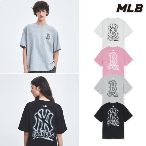 [ 현대백화점 ][MLB] 오버핏 베이직 스트릿 로고 반팔 티셔츠 (3ATSB0353-5종)