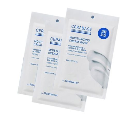 3세트 바이 리얼베리어 세라베이스 모이스처라이징 크림마스크 23ml 히알루론산 피부보습 수분 영양 피부장벽 모든피부용 건성피부 지성피부 속건조 고보습 비건시트