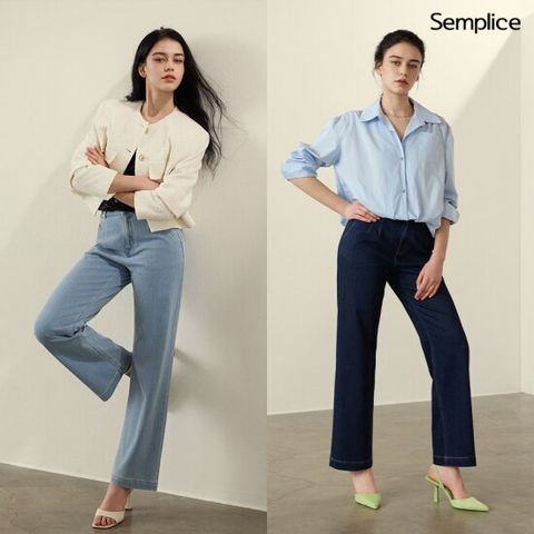 셈플리체 25SS 릴렉스핏 니팅 데님 팬츠 2종 여성용