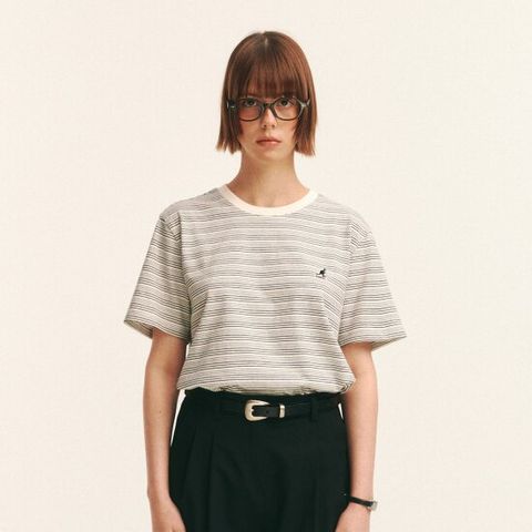 캉골 우먼스 믹스 스트라이프 티셔츠 2794 블랙 KREWST27940BK