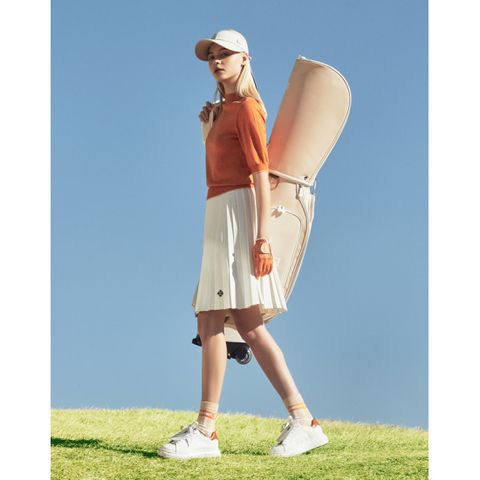 닥스 골프 여성 24SS 반값세일PREMIUM 아이보리 가죽배색 나일론 트롤리 캐디백 DNGF4E201IV