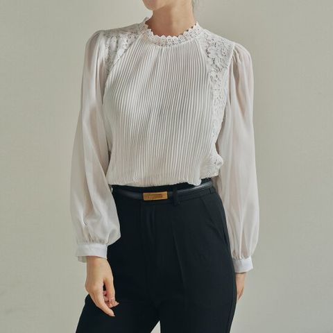 스완 주름 로맨틱 쉬폰 블라우스
