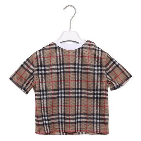 [버버리] 24SS 체크 메시 반팔티셔츠 (8078637 ARCHIVE BEIGE 24S)