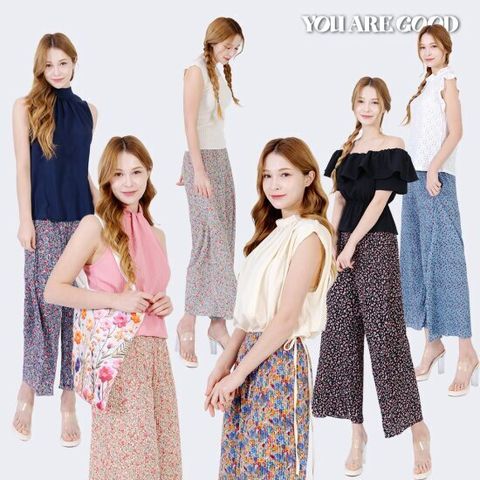 유아굿 여성 플라워 패턴 플리츠 팬츠 6종