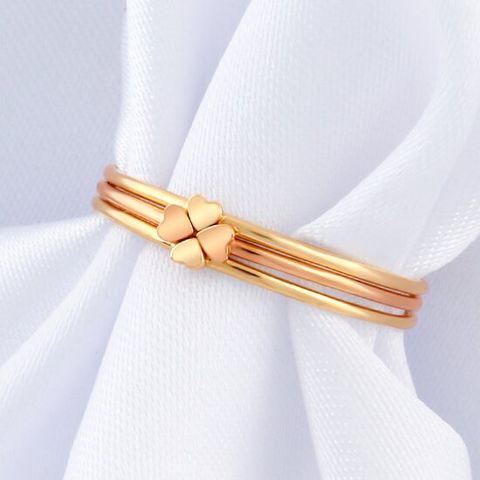 [제메이스] 14K 행운의 크로바 반지 세트