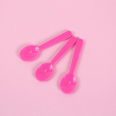 일회용스푼 아이스크림 스푼 소 8.8cm 분홍 W형 벌크 1000개 1봉 아이스크림스푼