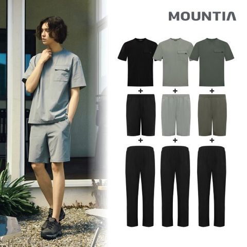 [런칭 74,900원]마운티아 25SS 최신상 남성 썸머 셋업 3종 (반팔티+반바지+긴바지)