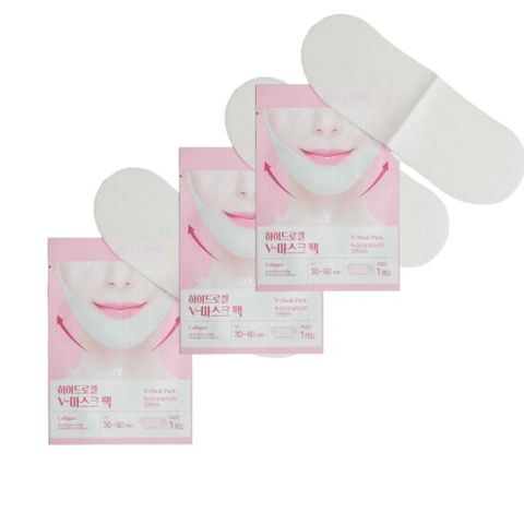 팩미인 하이드로겔 브이 마스크팩 3pcs 피부탄력 리프팅 브이라인 콜라겐 턱선 페이스롤러 마스크시트 마스크팩