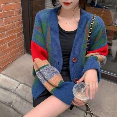 가디건 카디건 CD 예쁜 러블리 데일리 패션 여성 박시 네이비