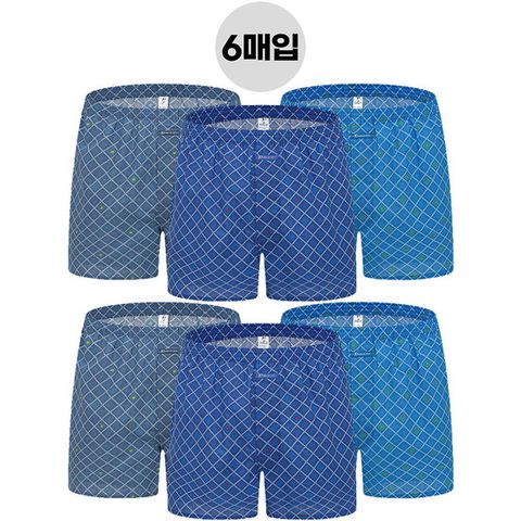 남자 순면 100% 트렁크 사각 박서 팬티 6매입(3+3) 팬티선물