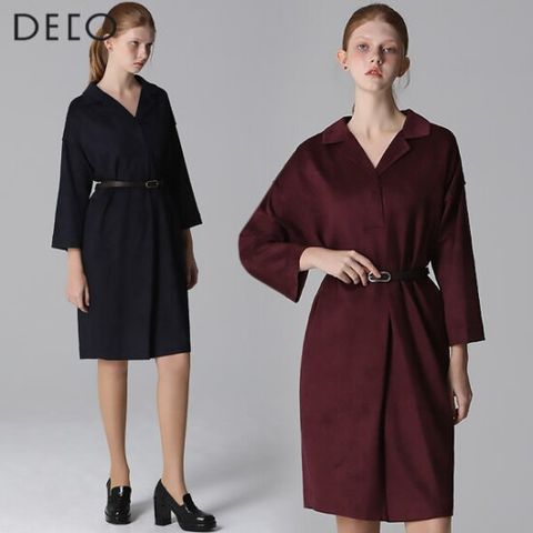 [데코][데코(DECO)] 스웨이드 카라 원피스 (택가격 169000원)