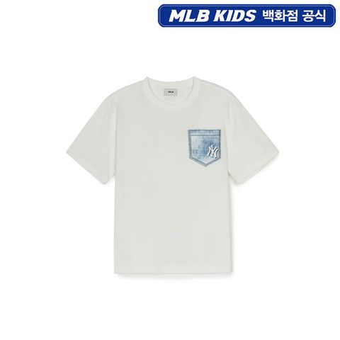 [ AK백화점 ][MLB KIDS] 빈티지 모노그램 포켓 티셔츠 - IVS (7ATSMV253)